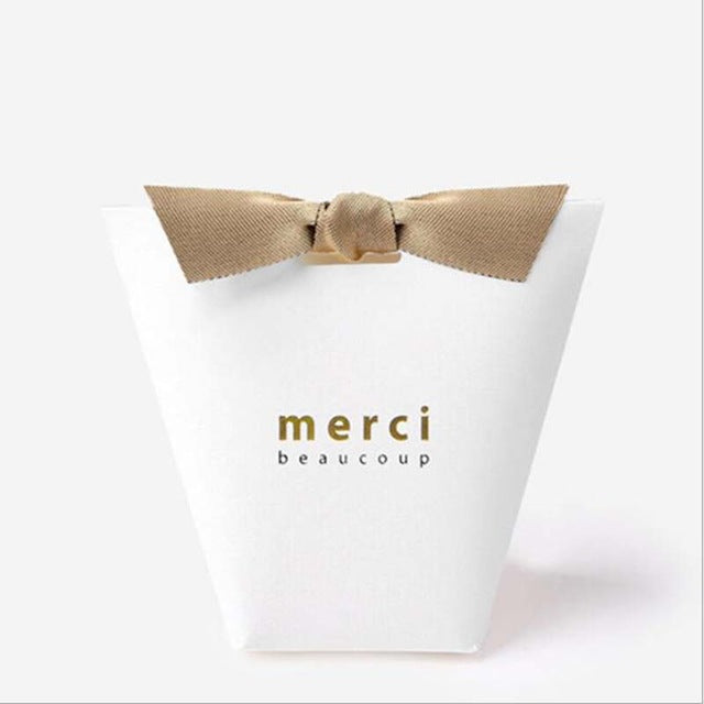50 PCS French Style Merci Beaucoup Wedding Candy Gift Boxes - Elegant Thank You Favors