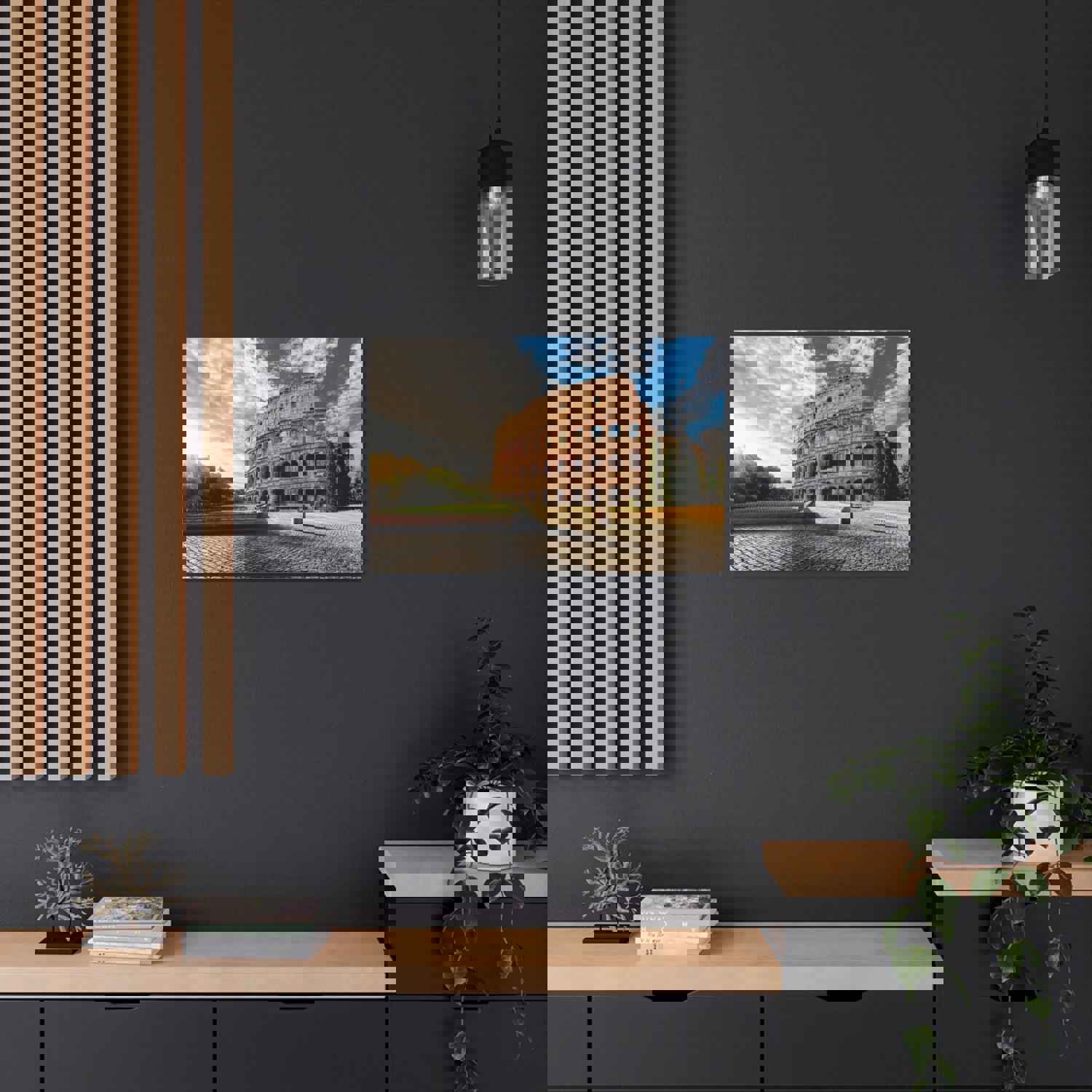 Italy Colosseum in Rome Modern Multicolor Scenic Nature Photography Canvas Wall Art