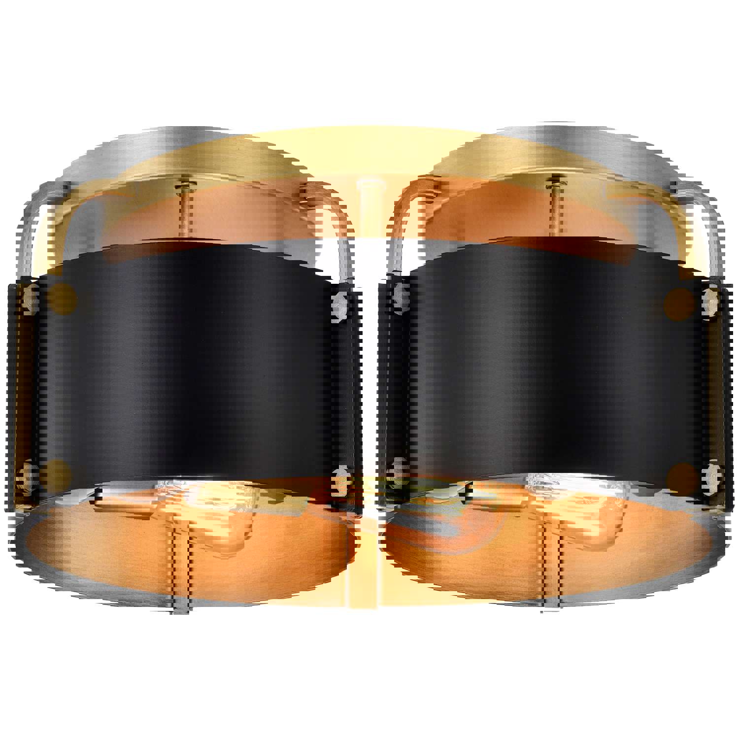 SATCO/NUVO Altos 3 Light Semi Flush 14 Inch Matte Black And Natural Brass Finish Ceiling Light