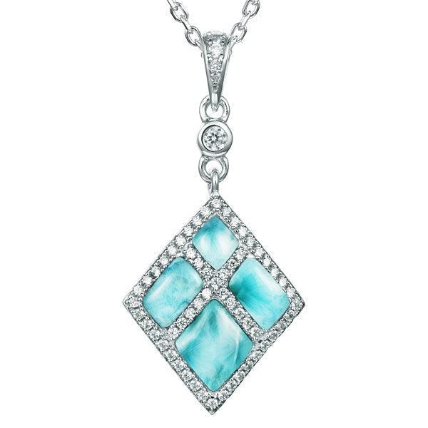 Larimar Southern Cross Pendant - 925 Sterling Silver with White Topaz