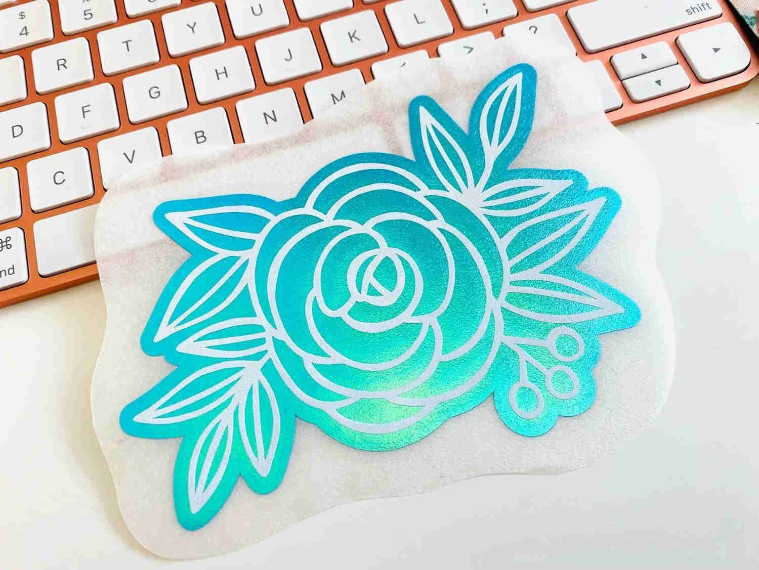 Layered Floral Line Art Roses Vinyl Decal