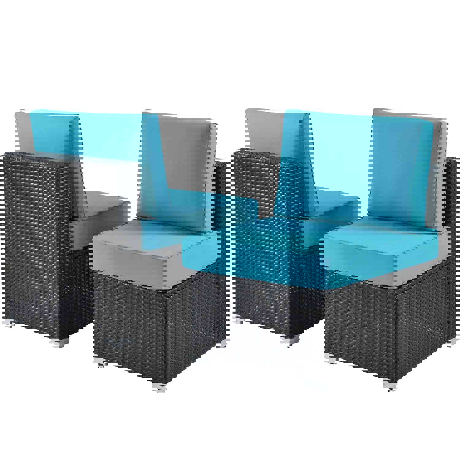 Outdoor Garden Patio Furniture 7-Piece PE Rattan Wicker Cushioned Sofa Sets with 2 Pillows and Coffee Table