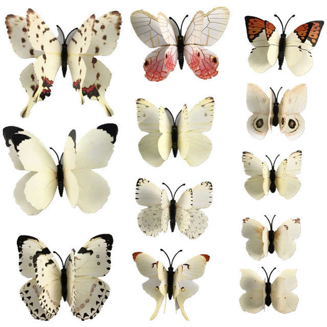 12pcs 3D PVC Wall Stickers Magnet Butterflies DIY Home Decor