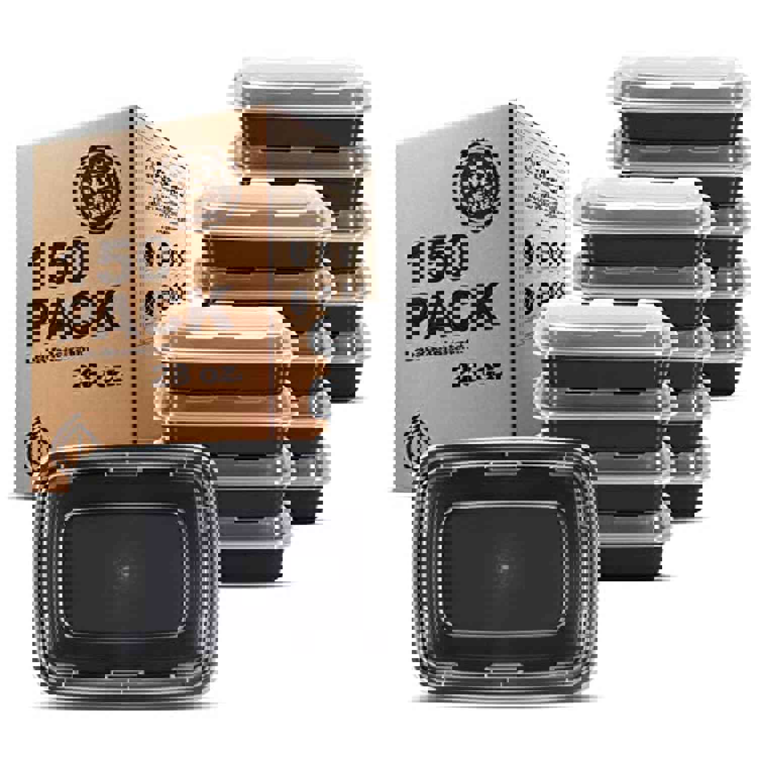 DE Meal Prep Containers [150 Pack] 1 Compartment Bento Box, BPA Free, Stackable, Microwave/Dishwasher/Freezer Safe (28 oz)