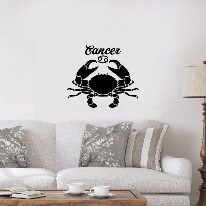 Horoscope Vinyl Wall Art Sticker Decal - Cancer Crab Symbol Silhouette Water Sign