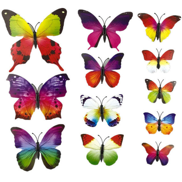 12pcs 3D PVC Wall Stickers Magnet Butterflies DIY Home Decor