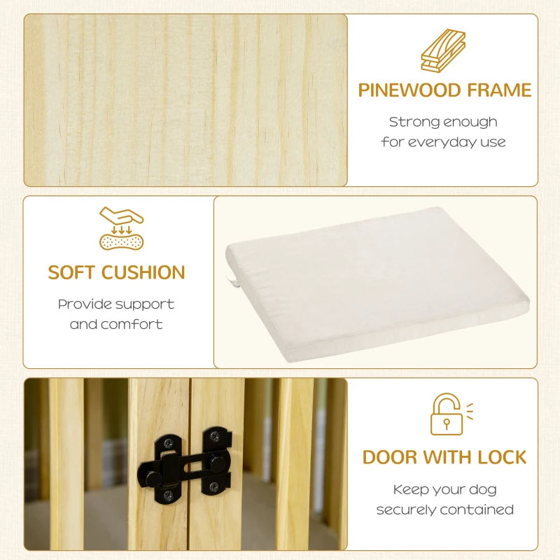 PawHut Dog Crate End Table with Cushion Sliding Door for Medium Dogs