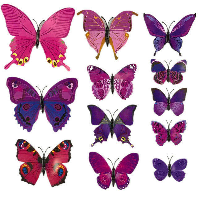 12pcs 3D PVC Wall Stickers Magnet Butterflies DIY Home Decor