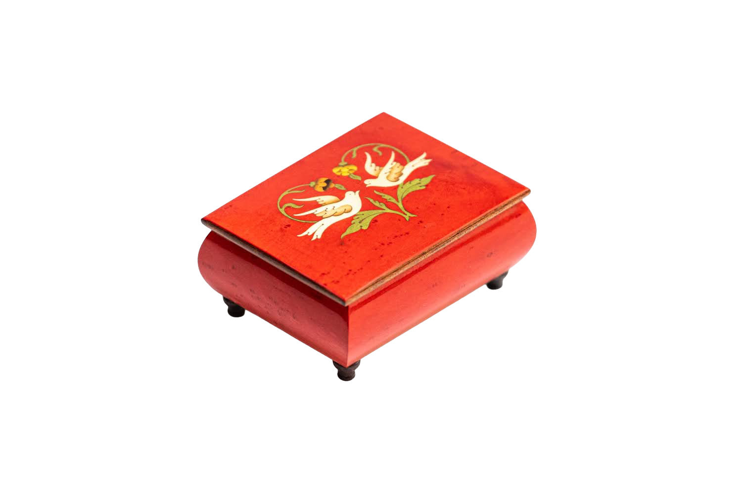Sorrento Music Box Red Dove - Handmade Italian Musical Box