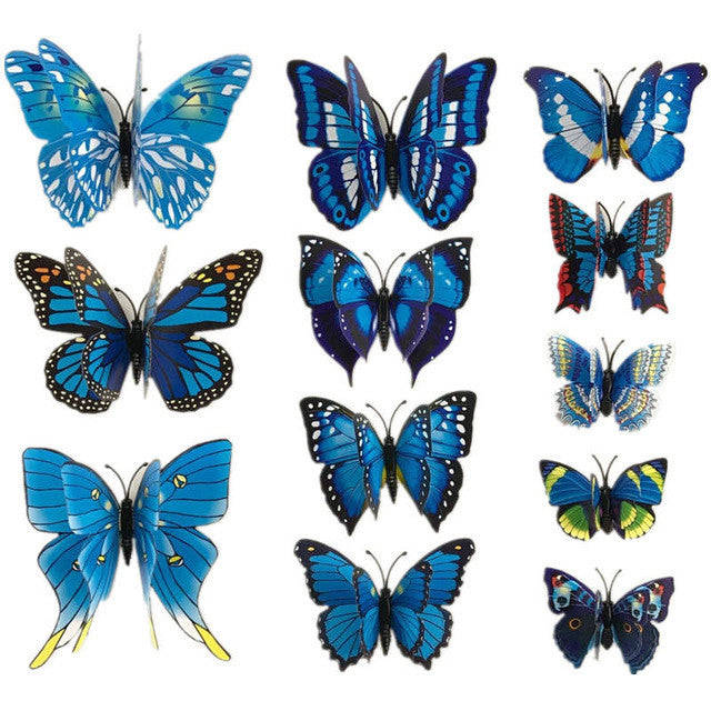 12pcs 3D PVC Wall Stickers Magnet Butterflies DIY Home Decor