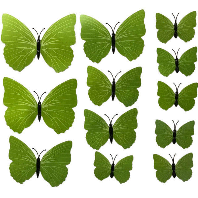12pcs 3D PVC Wall Stickers Magnet Butterflies DIY Home Decor
