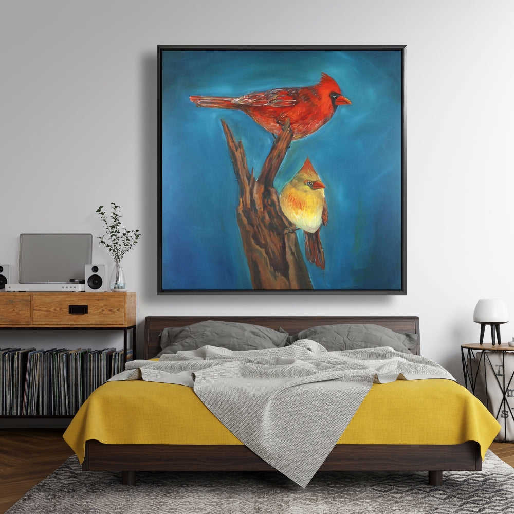 Birds On A Branch - Fine Art Gallery Wrapped Canvas 36x36