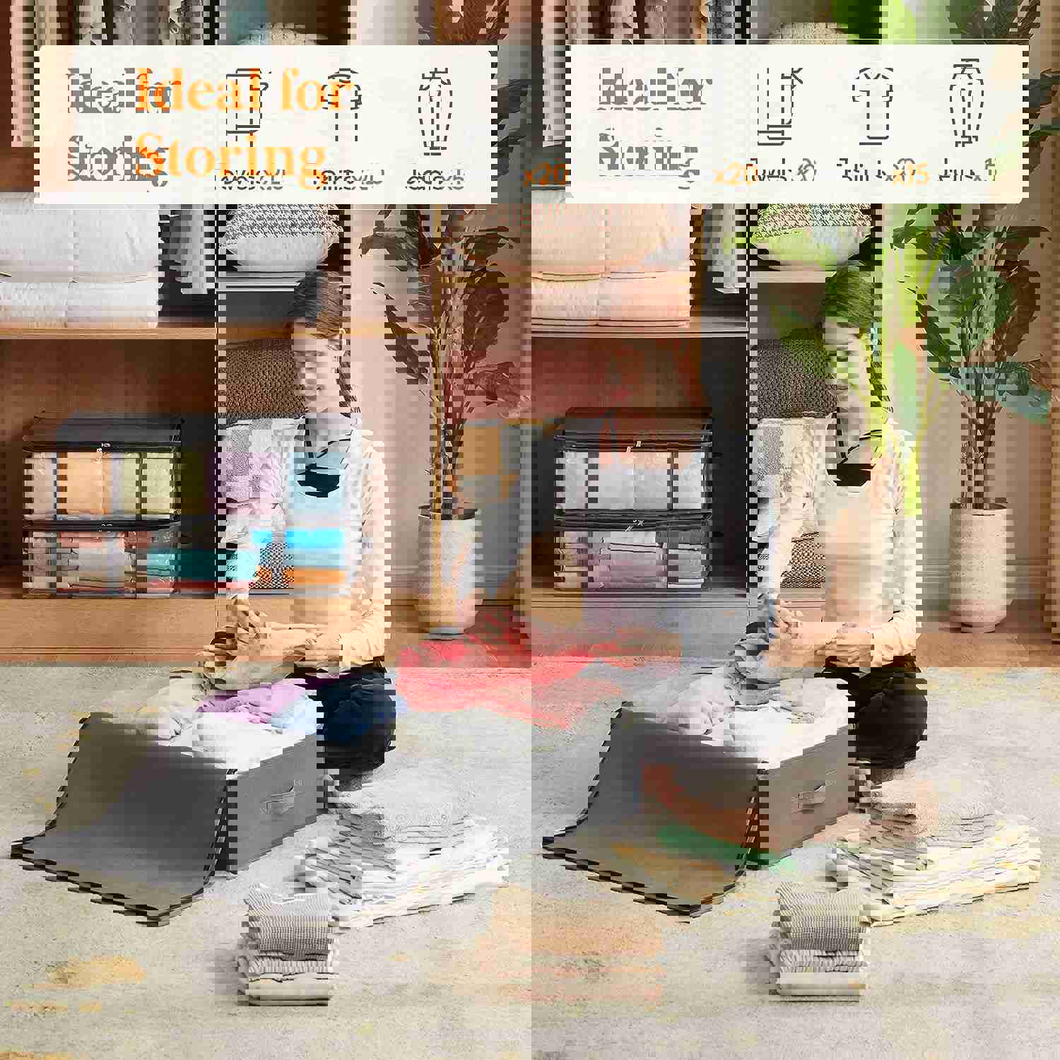 6-Pack Large Under Bed Storage Containers with 40L Capacity and See-Through Window