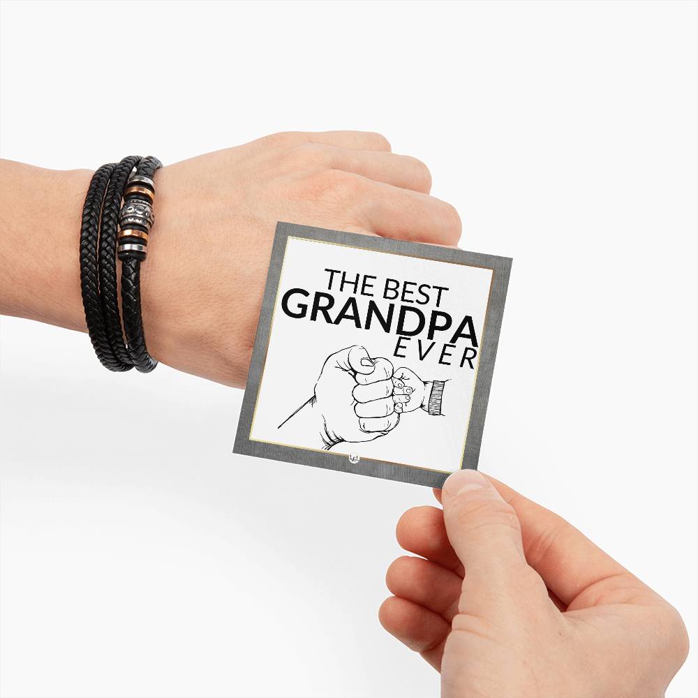 Keepsake Braided Leather Bracelet for Grandpa - Engraved with Love You Forever