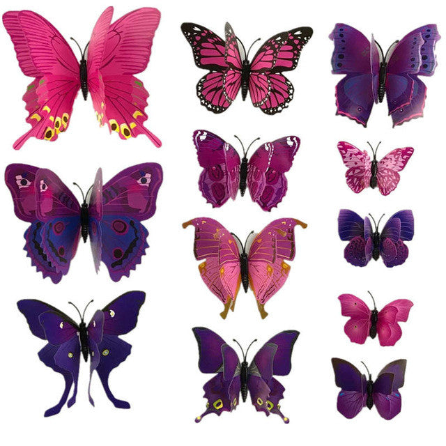 12pcs 3D PVC Wall Stickers Magnet Butterflies DIY Home Decor