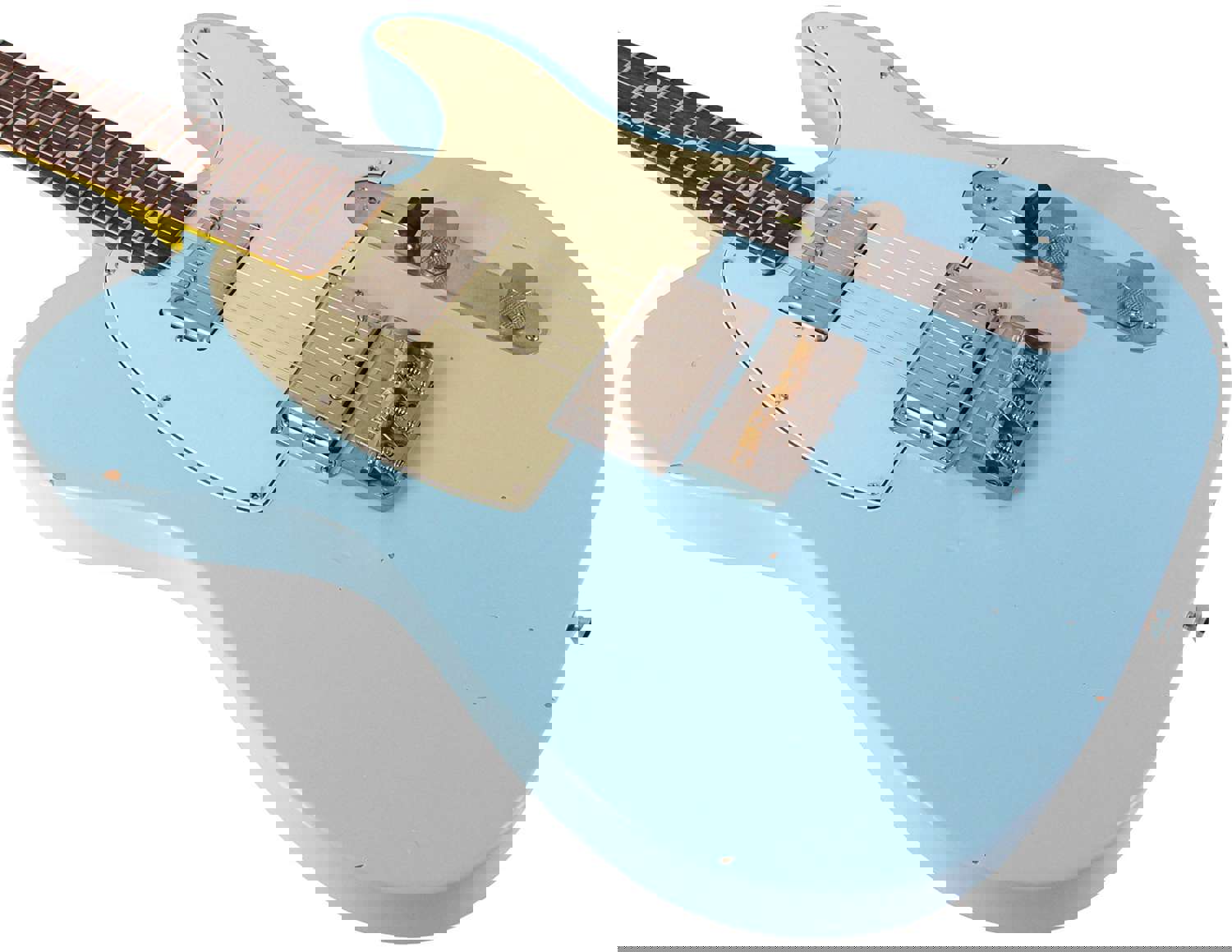 Nash T-2HB Guitar with Lollar Humbuckers in Sonic Blue - Light Aging