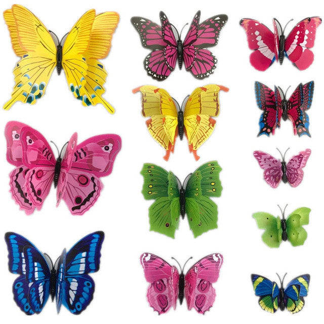 12pcs 3D PVC Wall Stickers Magnet Butterflies DIY Home Decor