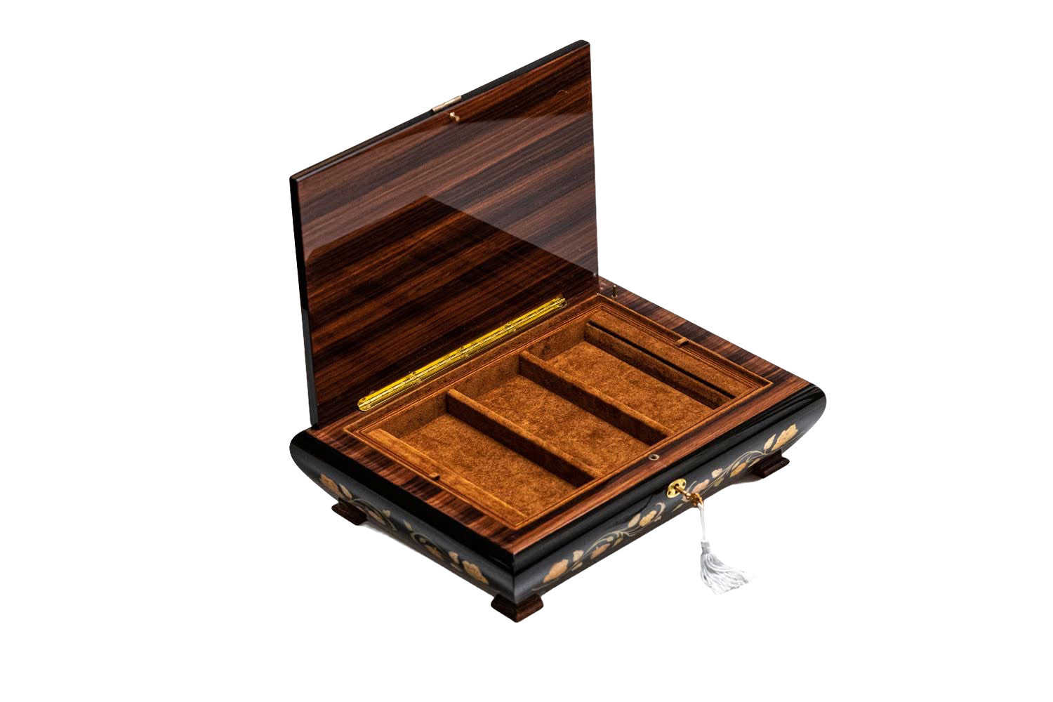 Sorrento Music Box Brown with Flowers & Hearts in Glossy Finish