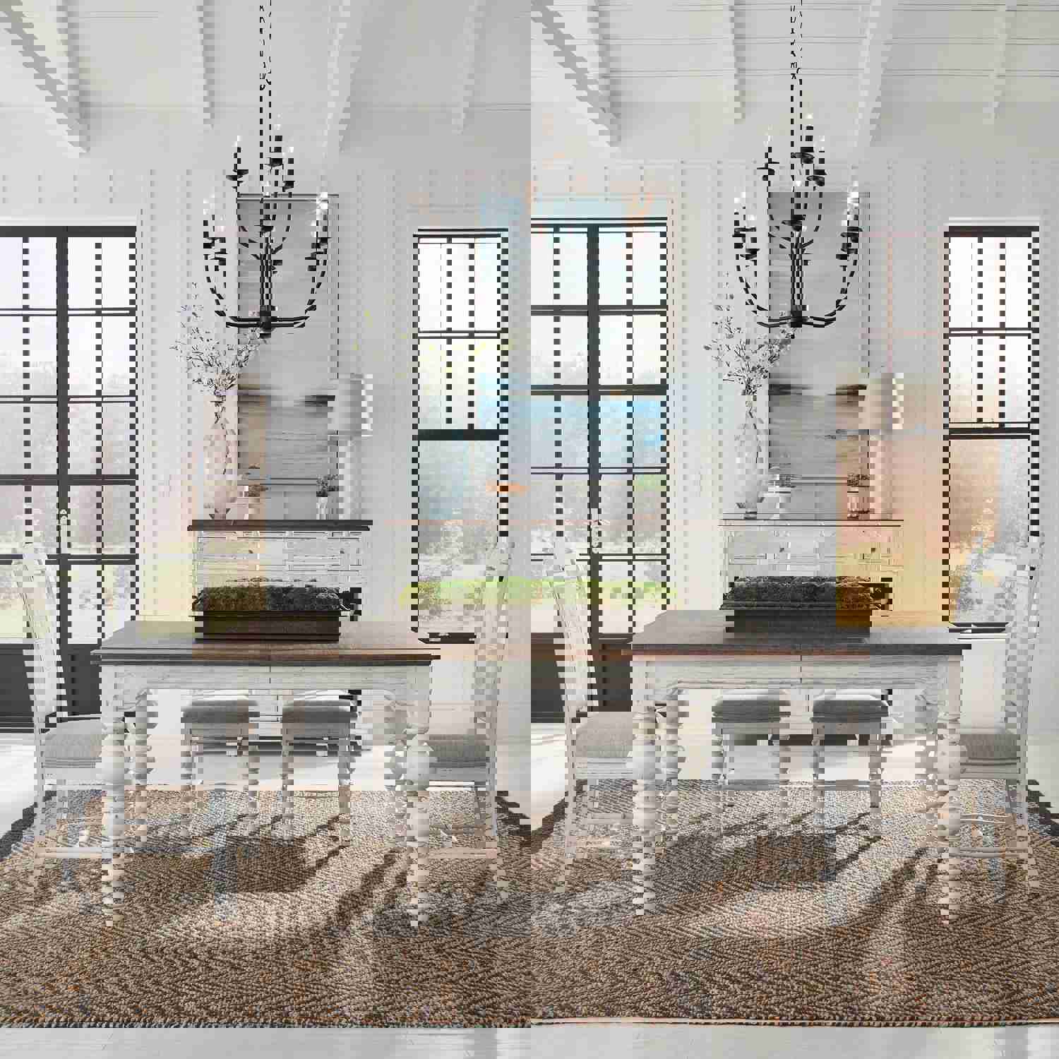 River Place - 5 Piece Rectangular Table Set - White