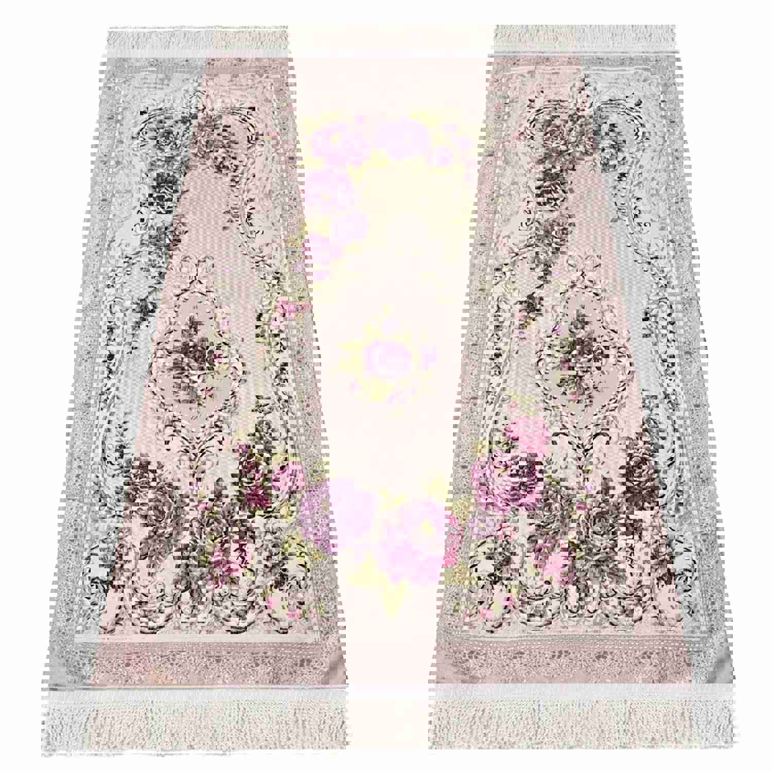 Lux Lilac Prayer Mat with Bottom Layer - Embossed Flowers, Wedding Gift, Anniversary Gift, Prayer Rug