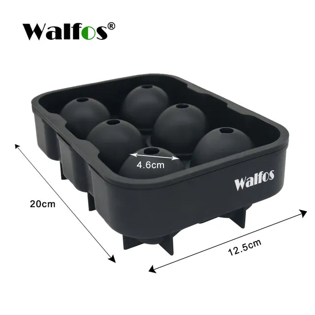 WALFOS Large Size 6 Cell Silicone Ice Ball Mold for Whiskey & Cocktails
