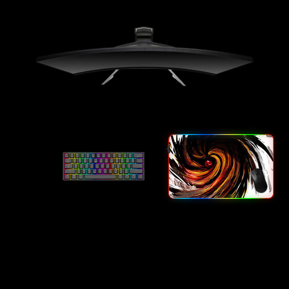 Sharingan Spiral Design RGB Gaming Mouse Pad with LED Strip