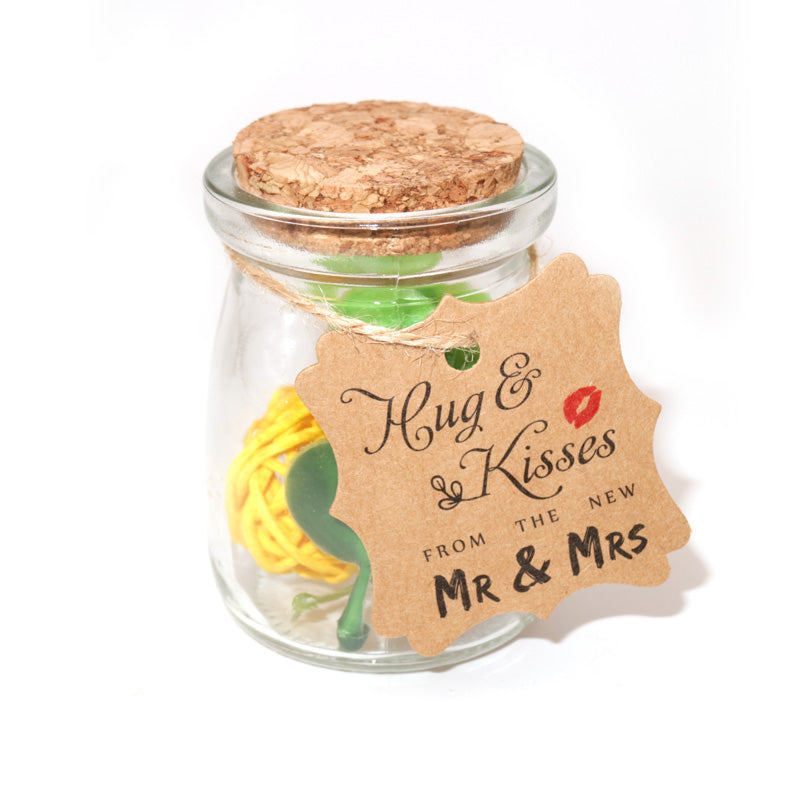 Original Design Wedding Favor Gift Tags, 100 PCS Brown Square Tags with 100 Feet Natural Jute Twine