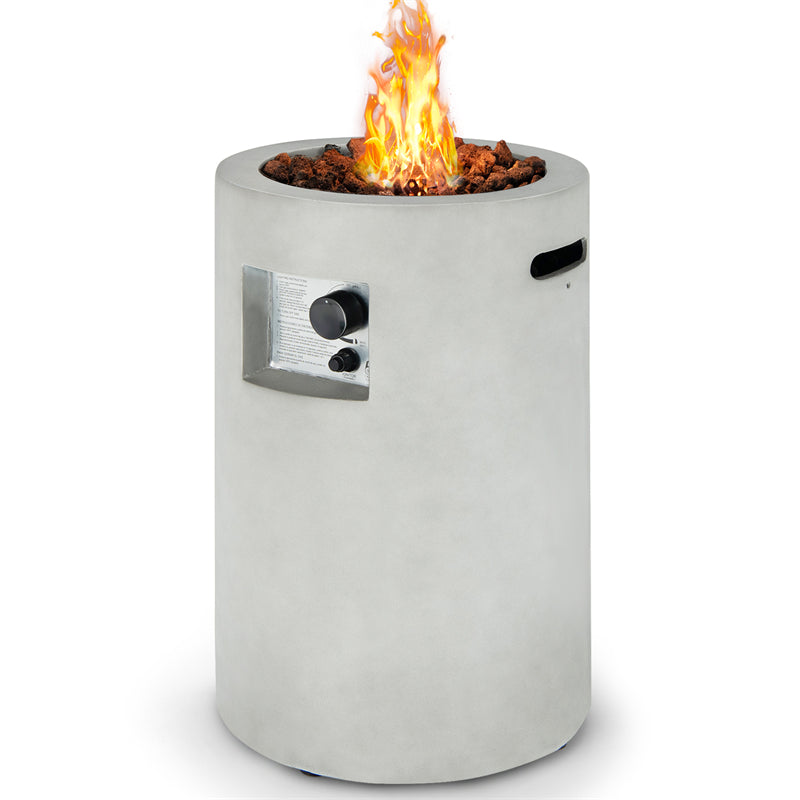 16 Round Outdoor Propane Fire Pit 30,000 BTU Auto-Ignition Patio Gas Fire Pit with Waterproof Cover, Touch-up Pen & Lava Rocks