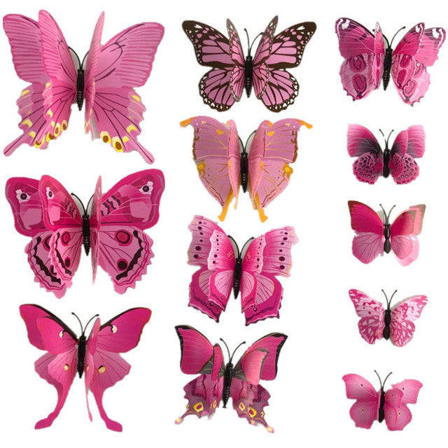 12pcs 3D PVC Wall Stickers Magnet Butterflies DIY Home Decor
