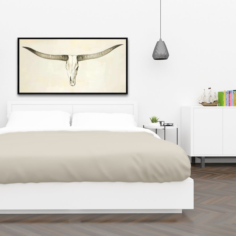 Longhorn Cattle Skull Fine Art Gallery Wrapped Canvas 16x48