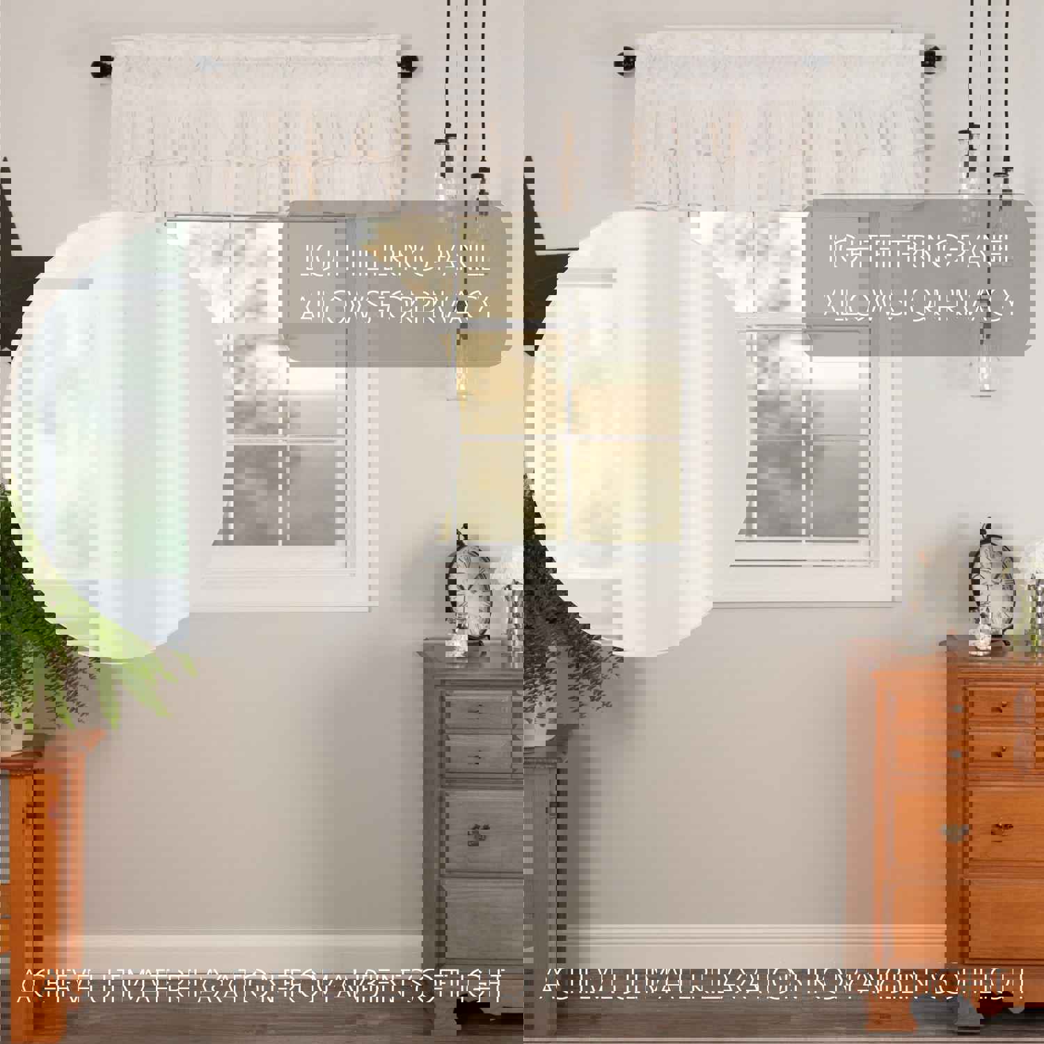 Farmhouse Valance Simple Life Flax Ruffled Solid Color Window Curtain