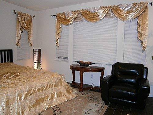 OctoRose 5 pcs Royalty Custom Waterfall Window Valance and Swags & Tails for Windows up to 150 Inches