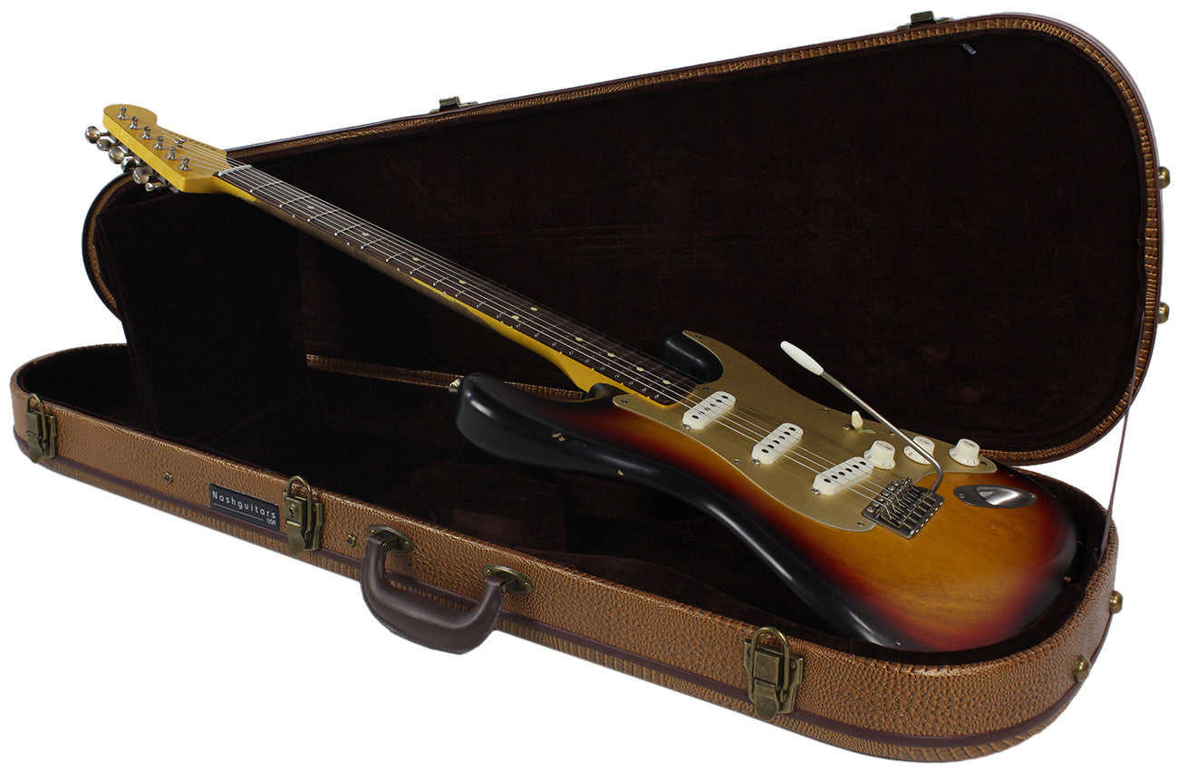 Nash S-63 Guitar, 3-Tone Sunburst, Gold PG, Light Aging - Vintage Strat Model