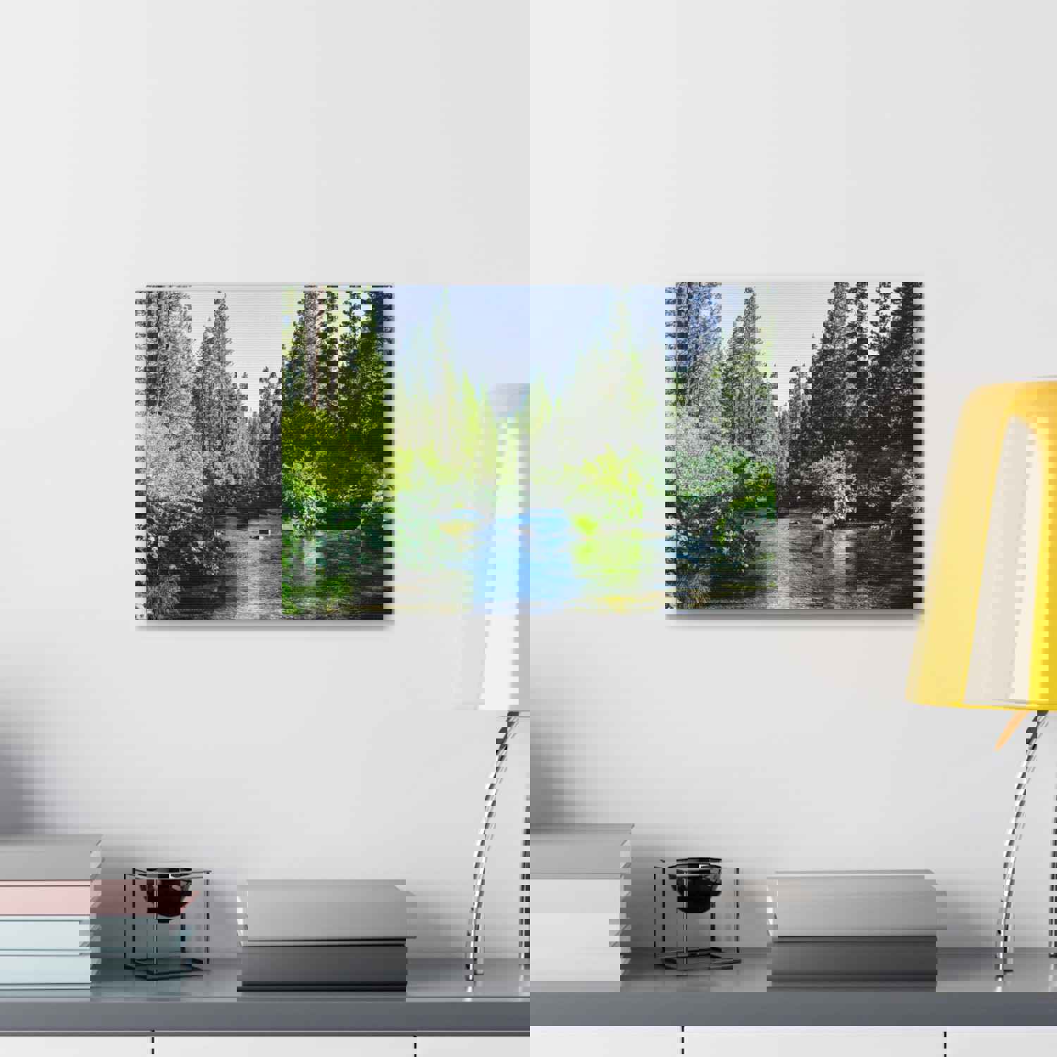 River Through The Green Forest Nature Wilderness Photography Canvas Wall Art
