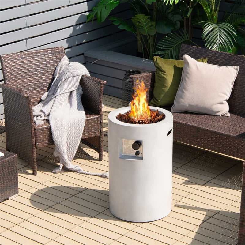 16 Round Outdoor Propane Fire Pit 30,000 BTU Auto-Ignition Patio Gas Fire Pit with Waterproof Cover, Touch-up Pen & Lava Rocks