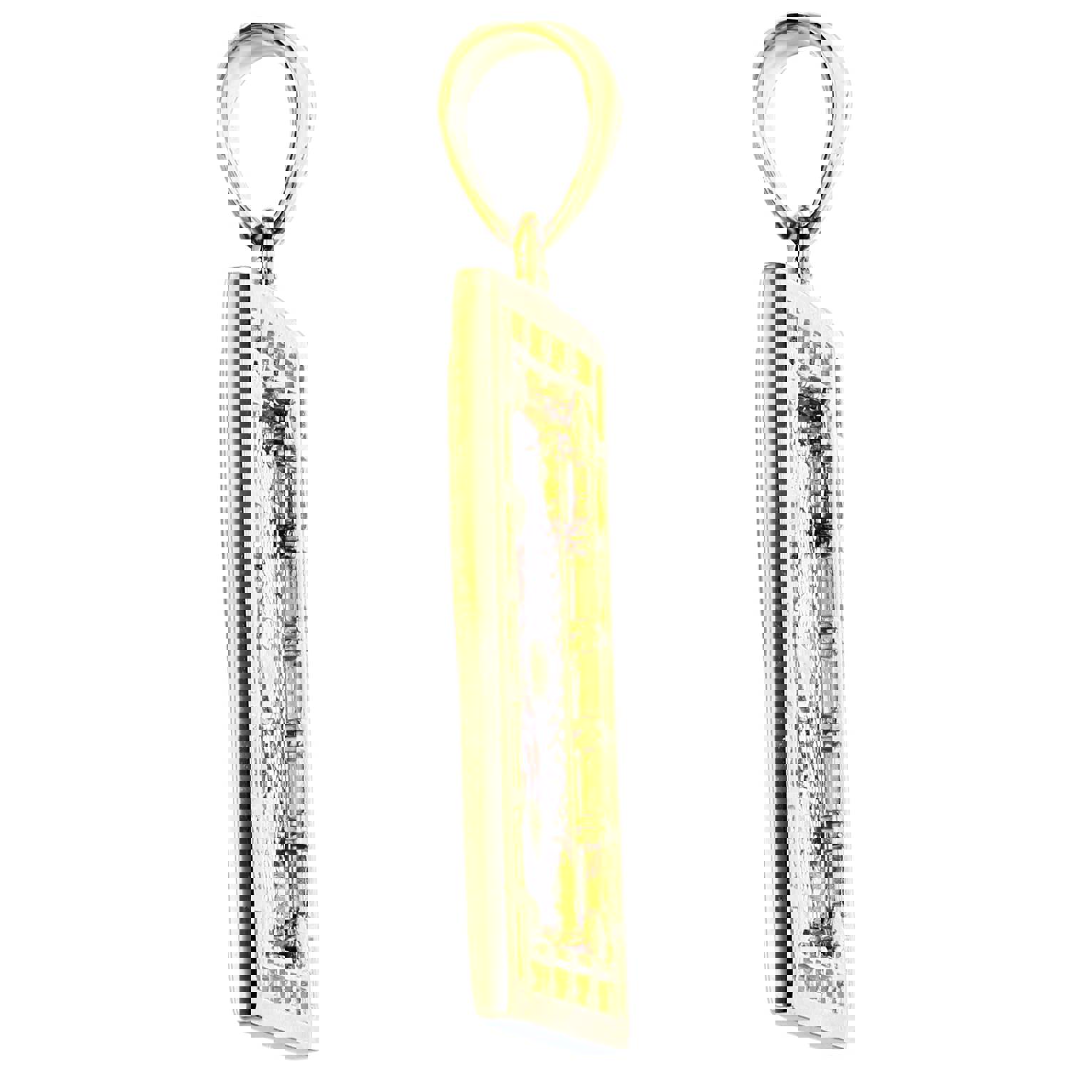 14K Tricolor Gold Channel Virgin Mary Frame Pendant