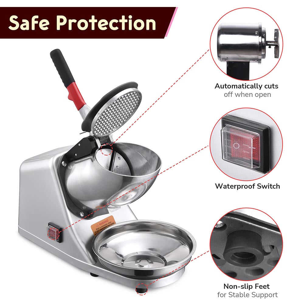 Yescom Electric Ice Shaver Snow Cone Maker with Stable Heavy Base