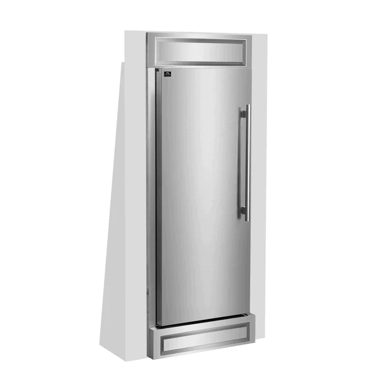 FORNO Maderno 32-Inch 13.6 cu.ft. Left Swing Convertible Refrigerator/Freezer Built-In with Decorative Grill Trim