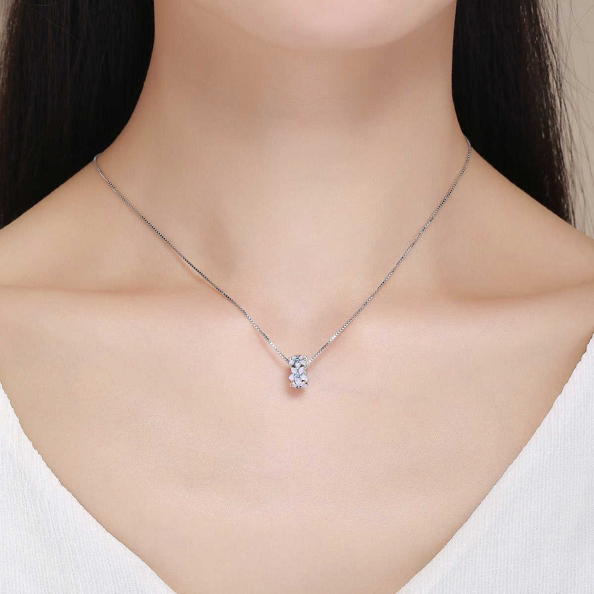 Sterling 925 Silver Violet Floral Circle Bead Pendant for Pandora & European Charm Bracelets