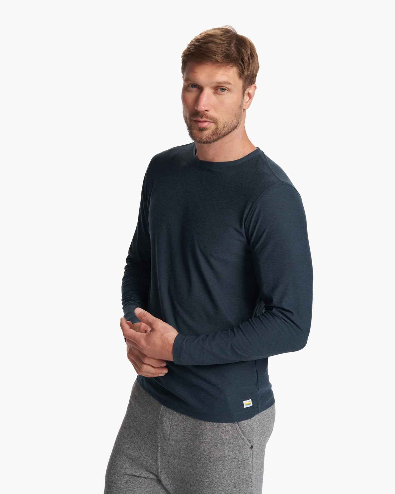 Vuori Strato LS Tech Tee Shirt Navy - Softest Workout Apparel
