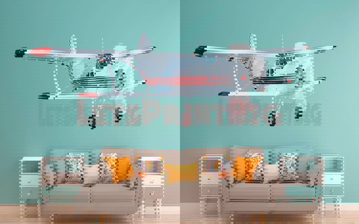 Airplane Staggerwing Biplane Wall Decal - Removable & Repositionable