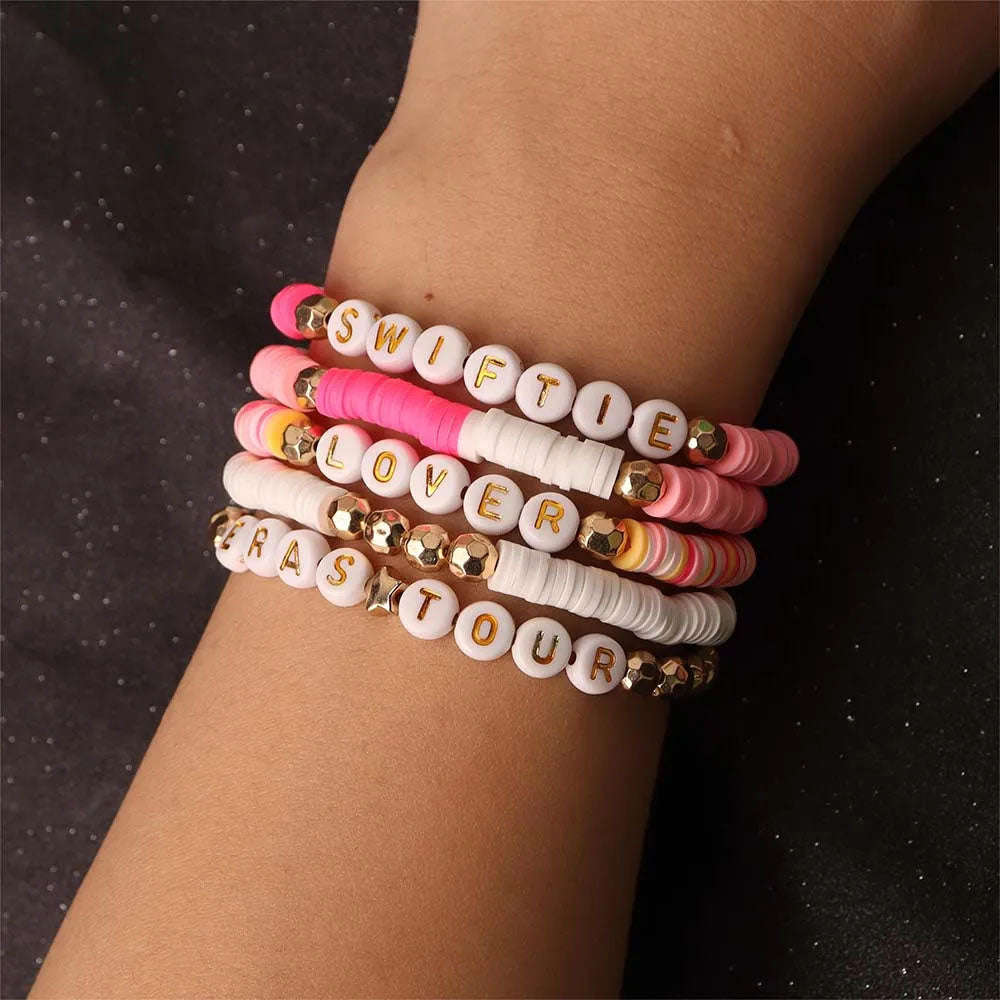 Set of 5Pcs Taylor Inspired Beaded Bracelets for Music Lovers
