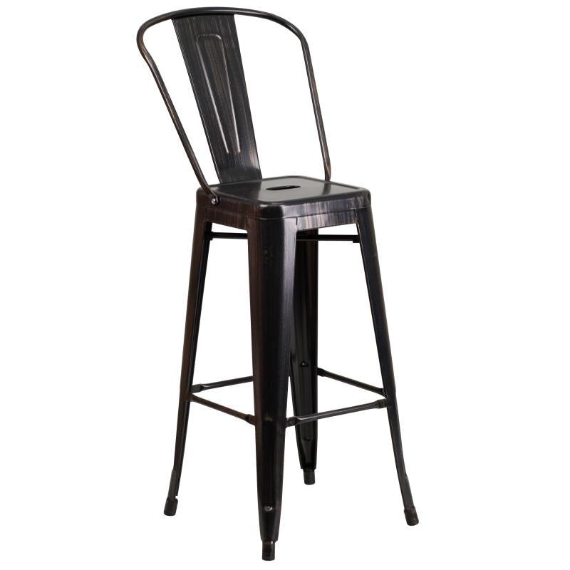 Flash Furniture Nichols Commercial Grade 24 Gold Metal Indoor-outdoor Bar Table Set With 2 Cafe Stools