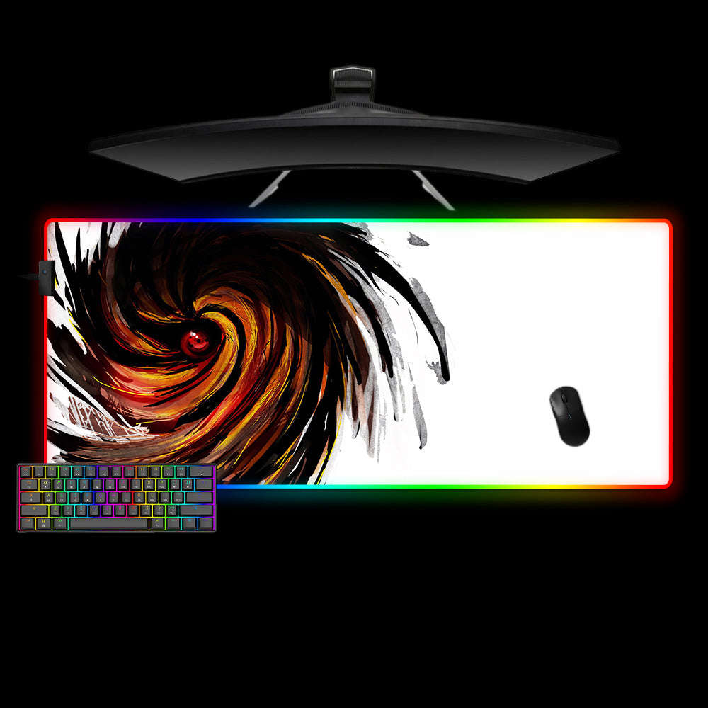 Sharingan Spiral Design RGB Gaming Mouse Pad with LED Strip