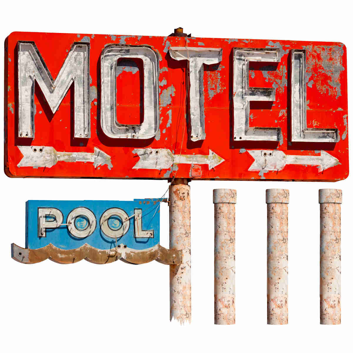 Motel Pool Signpost Extendable Wall Decal - Retro Neon Sticker for Home & Business Decor
