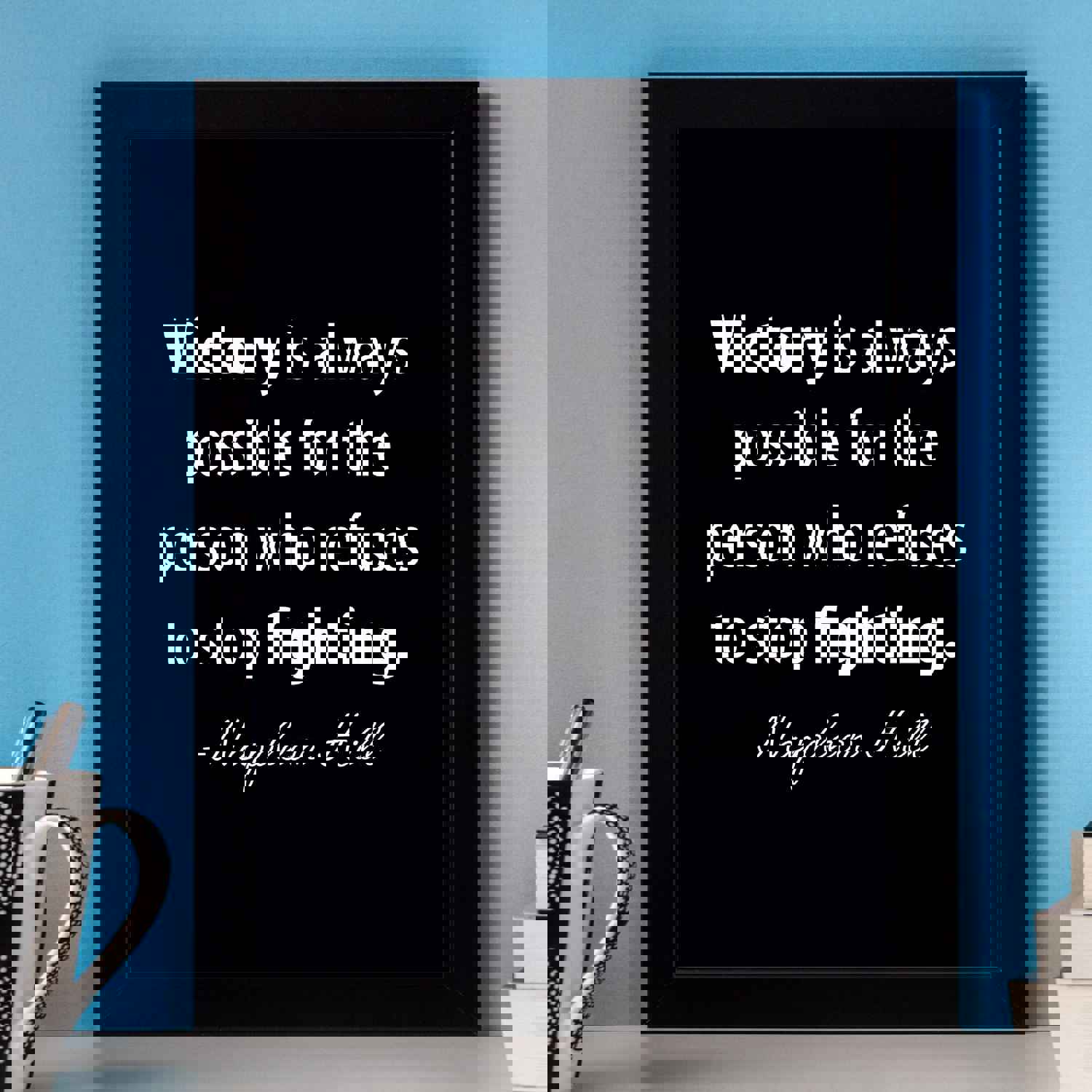 Napoleon Hill Quotes - Victory Is Possible Inspirational Wall Art - 8 x 10 Modern Typographic Print