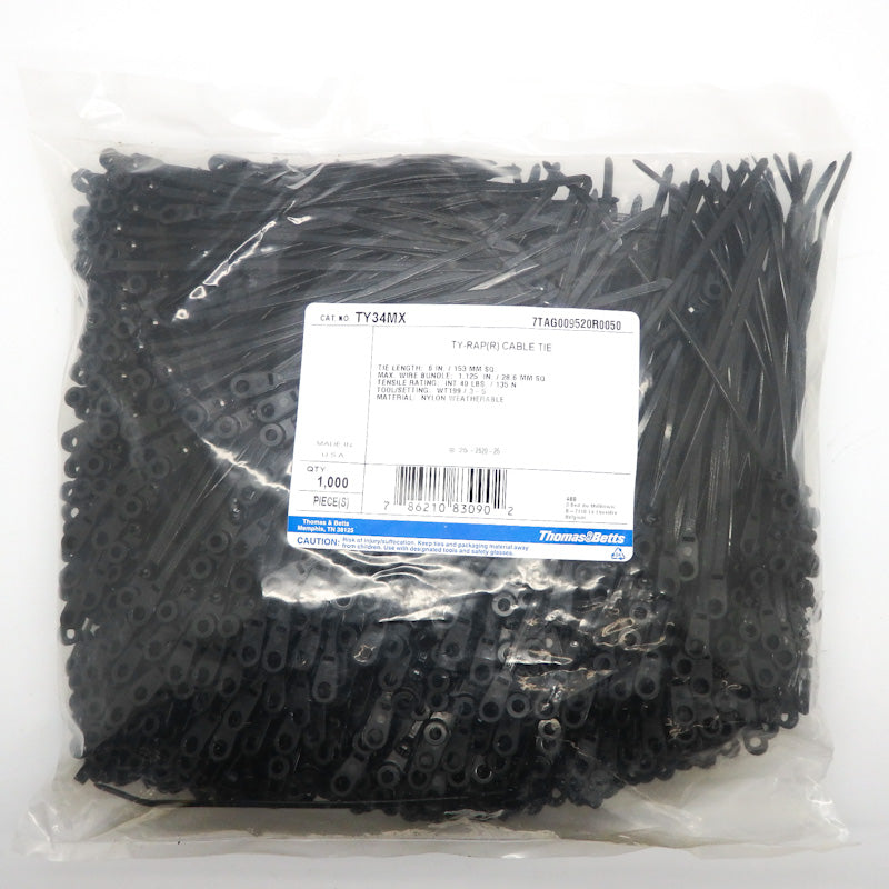 1,000 Pack Thomas & Betts Nylon Ty-Rap 6-Inch 40-Lbs. Cable Tie TY34MX