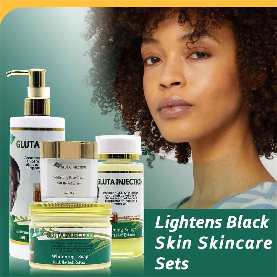 5D Gluta Glutathione Strong Whitening Milk with Herbal Extract Skin Care Set (4pcs)