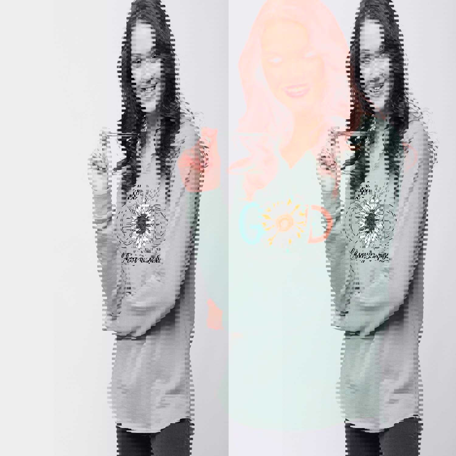 With God Retro Floral Christian Hoodie