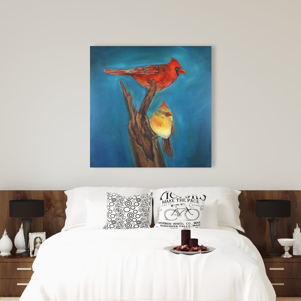 Birds On A Branch - Fine Art Gallery Wrapped Canvas 36x36
